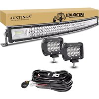 7D 22 - 52 Zoll Gebogene 270W-675W Offroad LED-Lichtleiste mit 2x36W Arbeitsleuchten-Kabelset 12V 24V LED-Leiste für Auto Jeep LKW 4x4 Boot