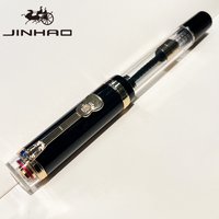 Jinhao 1935 Transparent Acrylic Fountain Pen, Clear Body with 5-Pointed Star, Guitar Clip, Large Size Converter, Humanized Desi
