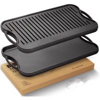 Pre-Seasoned Cast Iron Reversible Rectangular Grill Two-in-one Griddle 20 x10 inch For Fried steak and Fried Egg Frying pan