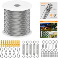 30m Cable Rope Kits Heavy Duty Garden Wire Cable Balcony Railing Farm Fence Tent Roll 304 Stainless Steel & PVC Coated