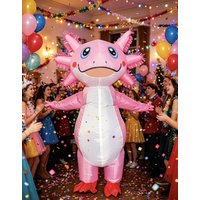 Funny Axolotl Inflatable Costume Halloween Cosparty Blow Up Suit Salamander Costume for Adults
