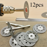 12Pcs 22mm Diamond Cutting Discs with 3mm Mandrel for Rotary Tool Electric Grinder Metal Stone Cutting