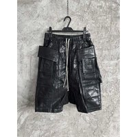 Owen Seak Men Oil Wax Jeans Short Denim Casual Cotton Gothic Men's Clothing Summer Knee Length Loose Black Short image 3
