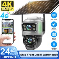 Kamera solarna V380 Pro 4G z podwójnym obiektywem, zewnętrzna kamera bezpieczeństwa, noktowizor, 4K 8MP, ładowanie solarne, monitor wideo, wbudowany akumulator 8000mAh, monitoring.
