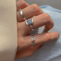 925 Sterling Silver Finger Rings New Fashion Creative Black Stone Geometric Birthday Party Jewelry Gifts