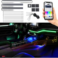 18-in-1 Auto-LED-Ambientebeleuchtung, RGB, 64 Farben, Acryl-LED-Ambientebeleuchtung für Auto-Innenraum, Glasfaser-Innendekoration, Atmosphärenlampe