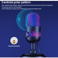 USB Condenser Microphone RGB Gaming Microphone 192KHz/24Bit PC Mic for Gaming Streaming Recording