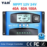 Y&H MPPT Solarladeregler 40A 60A 100A mit Last/Dual USB/LCD 12V 24V Auto Solar Panel Ladegerät Regler