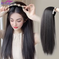 XIYUE Synthetic Wig Women's Head Cover Fold New Short hairstyle Hair Band Wig One Piece Fashion Half Head Cover Wig
