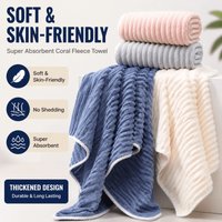 Candy Stripe Coral Fleece Towel Ultra Soft Thick Super Absorbent Lint Free Quick Dry Bath Towel for Home Use