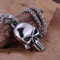 Stainlss Steel Mask Necklace Men Personality Gun Plated Gothic Steel Color Pendant Jewelry Party Hip Hop Gift for Boyfriend
