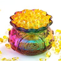 1pc Crystal Lucky Bag Money Box Ornament Home Feng Shui Decor Glaze Treasure Bowl Cornucopia Craft for Housewarming Opening Gift