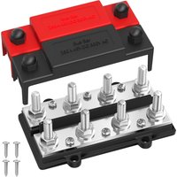 250A Dual Row Bus Bar 12V Power Distribution Block 8 x 3/8" Terminal Stud 6 x #8 Screw Terminals Positive Ground Battery Bus Bar