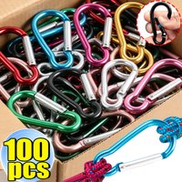100/5pcs Colorful Mountaineering D-ring Buckle Aluminum Alloy Outdoor Spring Hook Keychains Backpack Connection Clip Key Ring