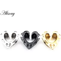 Alisouy 1PC Ear Tunnels Plugs Copper Alloy Casting Heart Love Saddle Expander Stretcher Gauges Earrings Piercing Body Jewelry