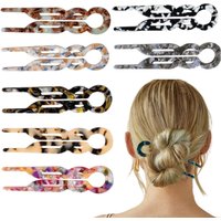 4 Pieces of Women's Multi-Color Acetic Acid U-Shaped Hairpins, Bun Hairpins, French Low Bun Hairpins, Elegant and Fashionable