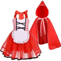 New Sweet and Cute Little Red Riding Hood Halloween Costume Children's Storytelling Performance Stage Dress Dress with Cape