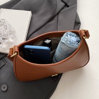 PU Leather Fashion Sling Bag Large Capacity Women Stylish Armpit Bag Solid Color Vintage Simple Messenger Bag