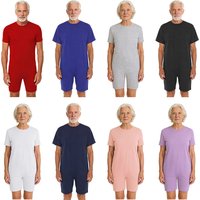 Adult Anti-Strip Adaptive Jumpsuit Short Sleeve Zip Bodysuit for Elderly Special Needs Autism Elderly Alzheimer Disabilities