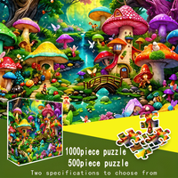 Jigsaw Puzzle Colorful Mushrooms Fantasy Scenery Puzzle Home Decor for Adults Game Family Fun Puzzles Educational Toys for Kids