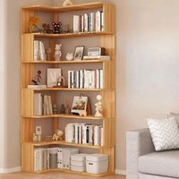 Modern Multi-layer Bookcases for Study Solid Wood Corner Storage Bookcase Light Luxury Simple Household Bookshelf for Library image 4