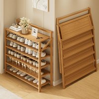 Set of 1 Luxury Handcrafted Bamboo Shoe Rack, Foldable and Ready To Assemble, Reinforced Multi-tier Shoe Cabinet