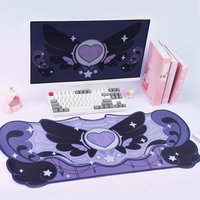 VIKAMA Mouse Pad Desk Mat Irregular Purple Black Heart Wing Anime Girl Style Gaming Office Large Non Slip Base