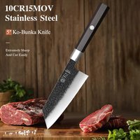5-Zoll Japanisches Bunka Kochmesser aus 10Cr15MoV Stahl, Scharfes Fleisch- und Gemüsemesser, Handgefertigtes Professionelles Kiritsuke Küchenmesser