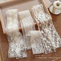 White lace headband for women, hair tie, ribbon, scarf, versatile headscarf, belt, accessory.