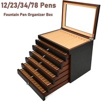 12/23/34/78 Pen Slot Wooden Pen Box Display Storage Cute Fountain/Pencil Pen Case School Office Stationery Organizer Supples