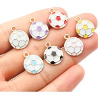 20pcs 16.5x13mm Enamel Football Soccer Small Charms Pendant Zinc Alloy Metal DIY Jewelry Making Accessories Findings