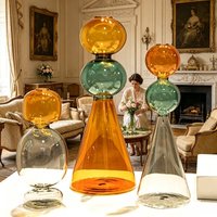 Modern Color‑Block Stacked Sphere Glass Vase Abstract Art Bubble Floral Vases Table Centerpieces for Home Living Room Decor