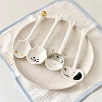 Korean Style Ins Cartoon Animal Avatar Ceramic Coffee Mixing Spoon Cute Household Heat-Resistant Short Handle Soup Spoon