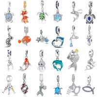 2026New 925 Sterling Silver Blue Crystal Sea Turtle Dangle Charm, Ocean Animal Bead for European Bracelet,Jewelry Gift for Women