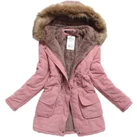Hooded Wadded Coat Slim Parka Cotton-Padded Jacket Overcoat Winter Women Jacket Medium-Long Thicken Outwear