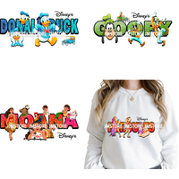 Funny Cartoon Fans Cute Animal Princess Hero Characters Iron on Washable DTF Heat Transfers Stickers Ready to Press for Textiles