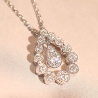 Huitan Elegant Waterdrop Shaped Pendant Necklace Women for Wedding Silver Color Cubic Zirconia Luxury Trendy Lady Jewelry Gift