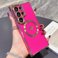 Lovely Heart Phone Case For Samsung Galaxy S26 Ultra Magnetic Wireless Charging Phone Cover For Samsung S25 Ultra S24Ultra Shell