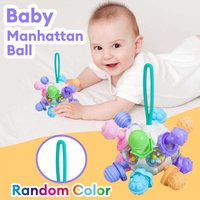 Baby Manhattan Grasping Ball 3-in-1 Teether, Rattle, and Soft Rubber Grasping Toy for Early Education and Teething Relief Gift