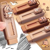 Retractable Eraser Cute Capybara Eraser Drawing Eraser Push-Pull Eraser For Kid Birthday Gifts Office Supplies School Stationery