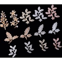 10 Pcs/Lot Tree Branch Leaves Flower Gold Silver Rhinestone Buttons Flatback Ornaments For DIY Crafts Hair Bouquet Accessories
