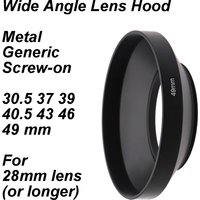 Metal Wide Angle Lens Hood Generic Screw-on Black with Filter Thread 30.5 37 39 40.5 43 46 49 mm for 28mm lens or longer