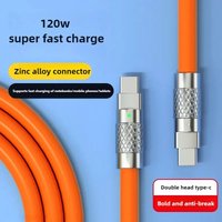 120W 10A Fast Charging Cable PD Type-C Liquid Silicone Cable Cable C To C Super Quick Charging Cable 1/1.5/2M For iPhone Xiaomi