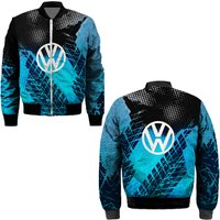 AliExpress Autumn/winter 3D Volkswagen logo printed jacket, 2025 men's outdoor bicycle sports jacket, warm and windproof motorcycle jacket