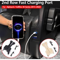 For Toyota Alphard Vellfire 30 Series 2015-2022 2nd Row Seat USB Type-C PD Fast Charging Port Armrest Panel Kit