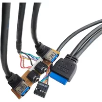 19Pin 2-Port USB 3.0 9Pin 3.5mm HD Audio 90 Degree Angled Interface Computer Motherboard Extension Cable Chassis Front Panel