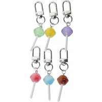 6pcs/set Lovely Resin Candy Lollipop Keychain Mini 3D Simulation Food Key Rings for Men Women Handbag Pendants DIY Jewelry Gifts