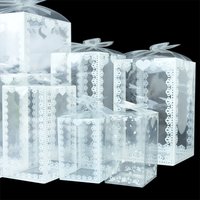 5pcs Transparent Gift Box PVC Plastic Clear Packaging Boxes for Birthday Wedding Baby Shower Party Festival Present Candy Food