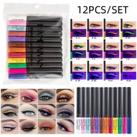 12pcs Colorful Waterproof Eyeliner Pen Set Fluorescent Matte Long-Lasting 24hrs Eye Liner Pencils for Face Makeup Decoration