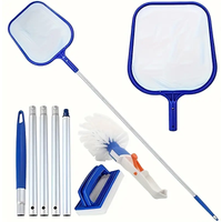3pcs Complete Pool Cleaning Kit ,with 5-Section Aluminum Pole with Leaf Skimmer & Pool Brush ,Professional Maintenance Tools